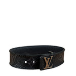 Louis Vuitton Black Leather Canvas Monogram Eclipse Slim Bracelet