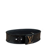 Louis Vuitton Black Leather Canvas Monogram Eclipse Slim Bracelet