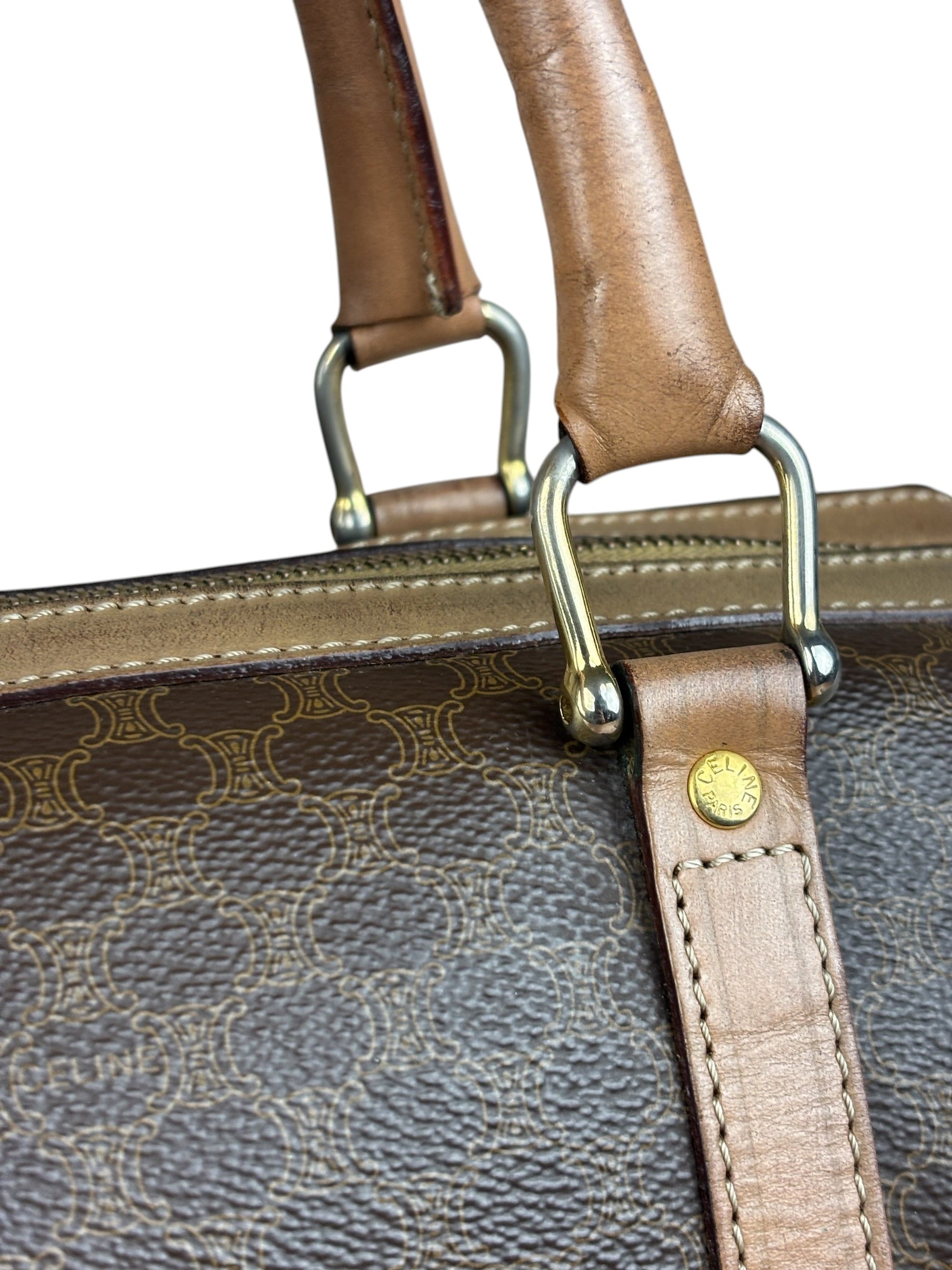 Celine Brown Leather Boston Handbag