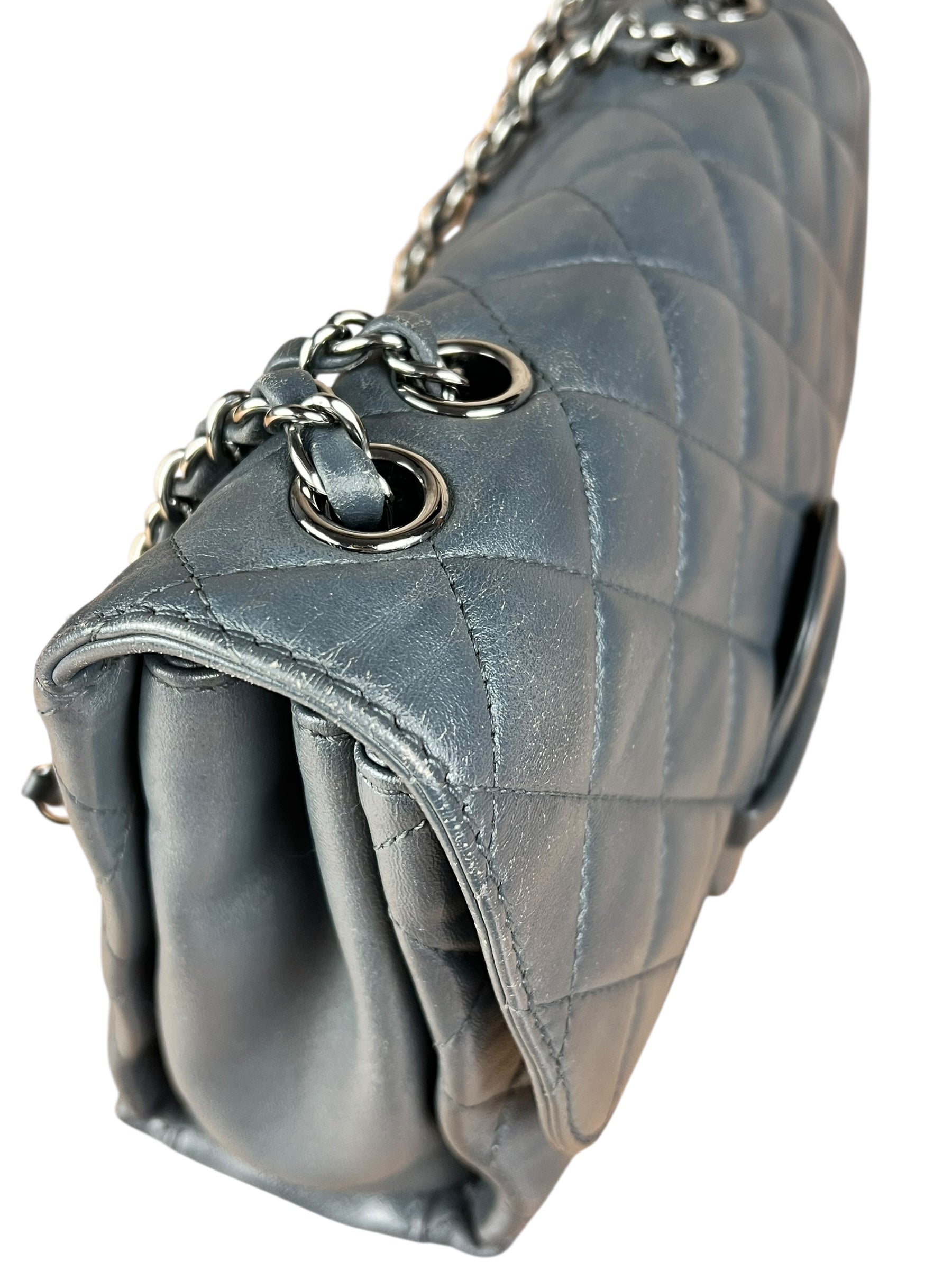 Chanel Dark Grey Quilted Leather Loop Flap Bag 2014