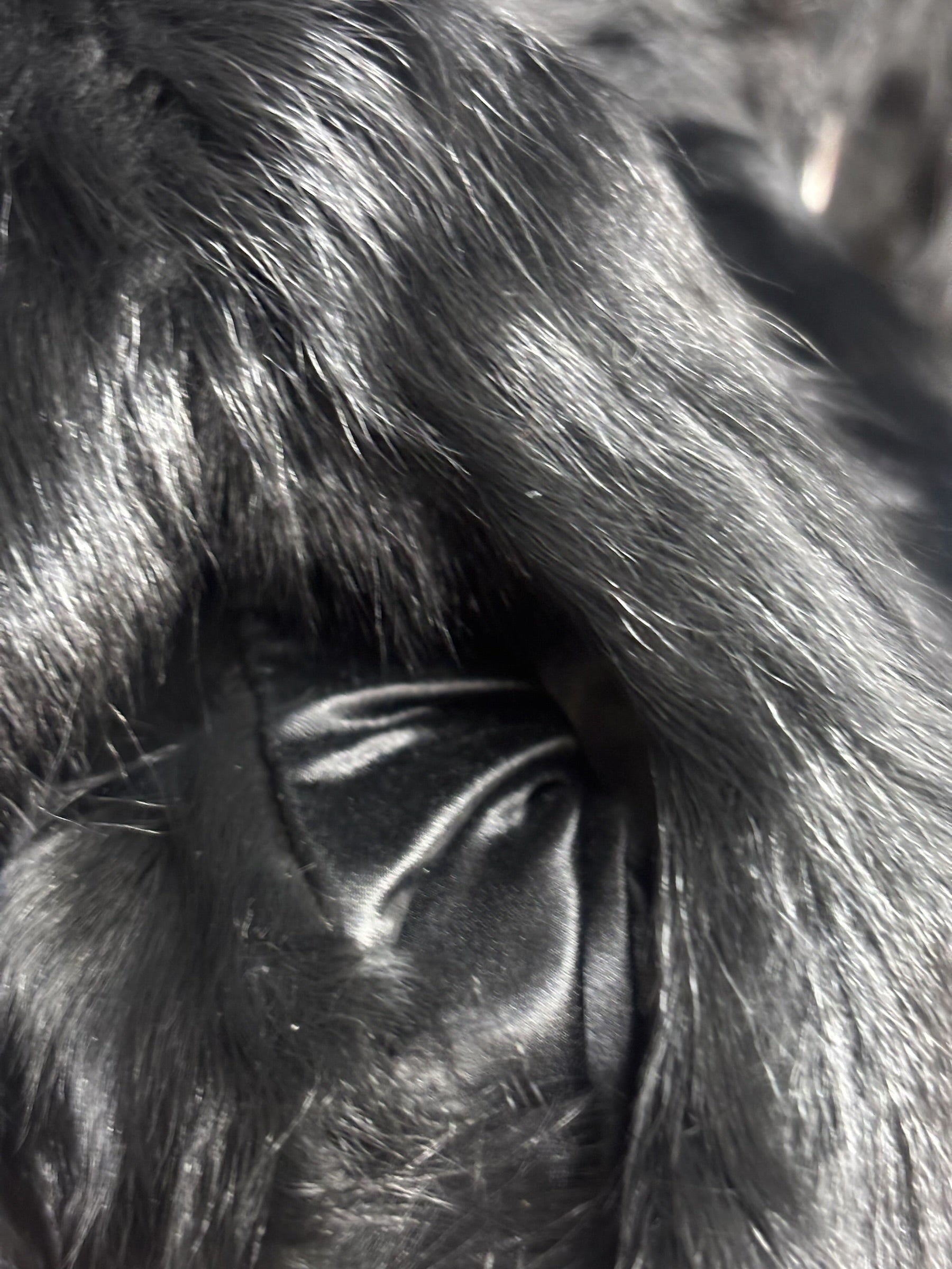 Moon Bat x Golden Leaf Vintage Black Rabbit Fur Coat