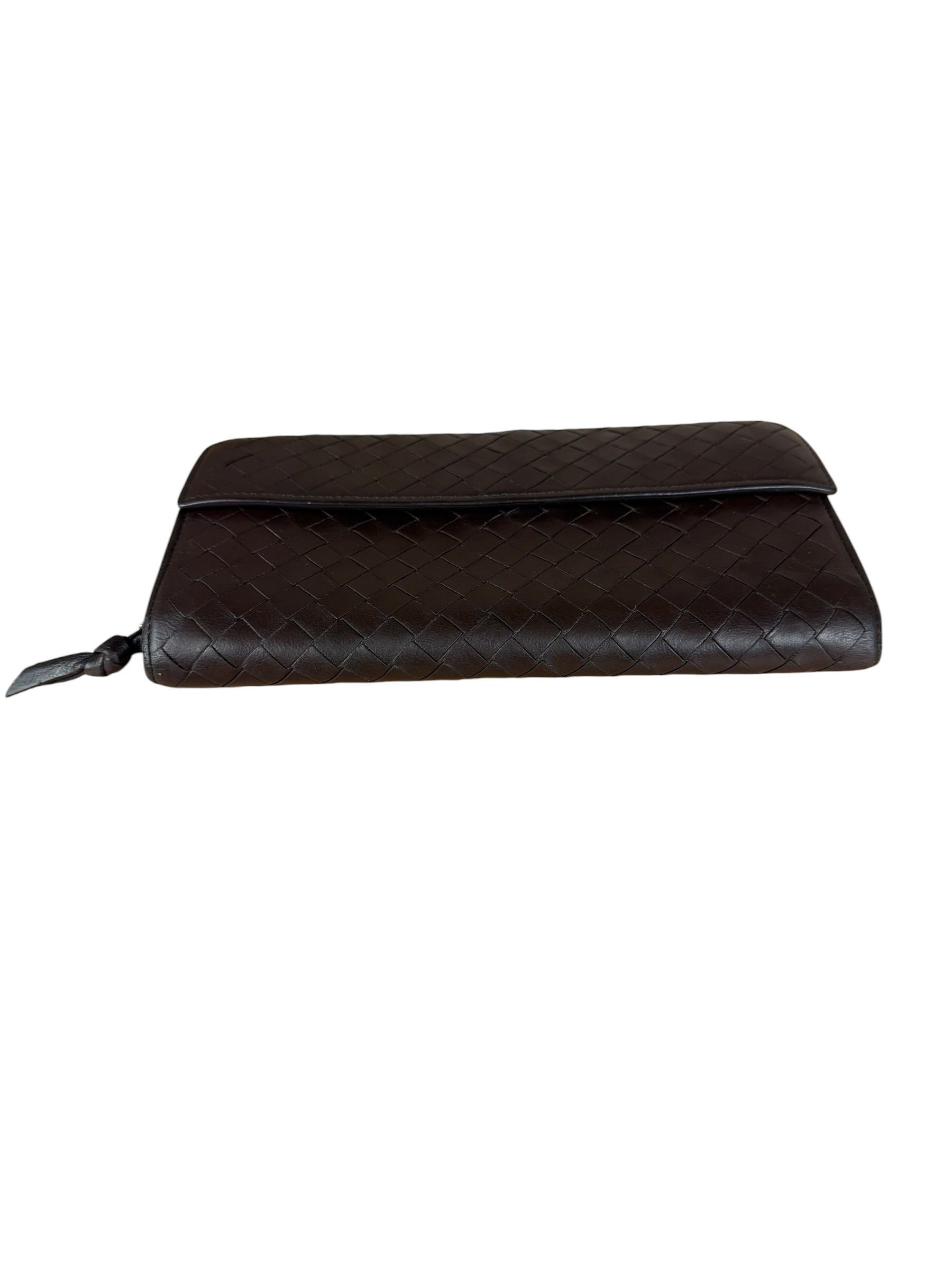 Bottega Veneta Vintage Brown Intrecciato Long Wallet