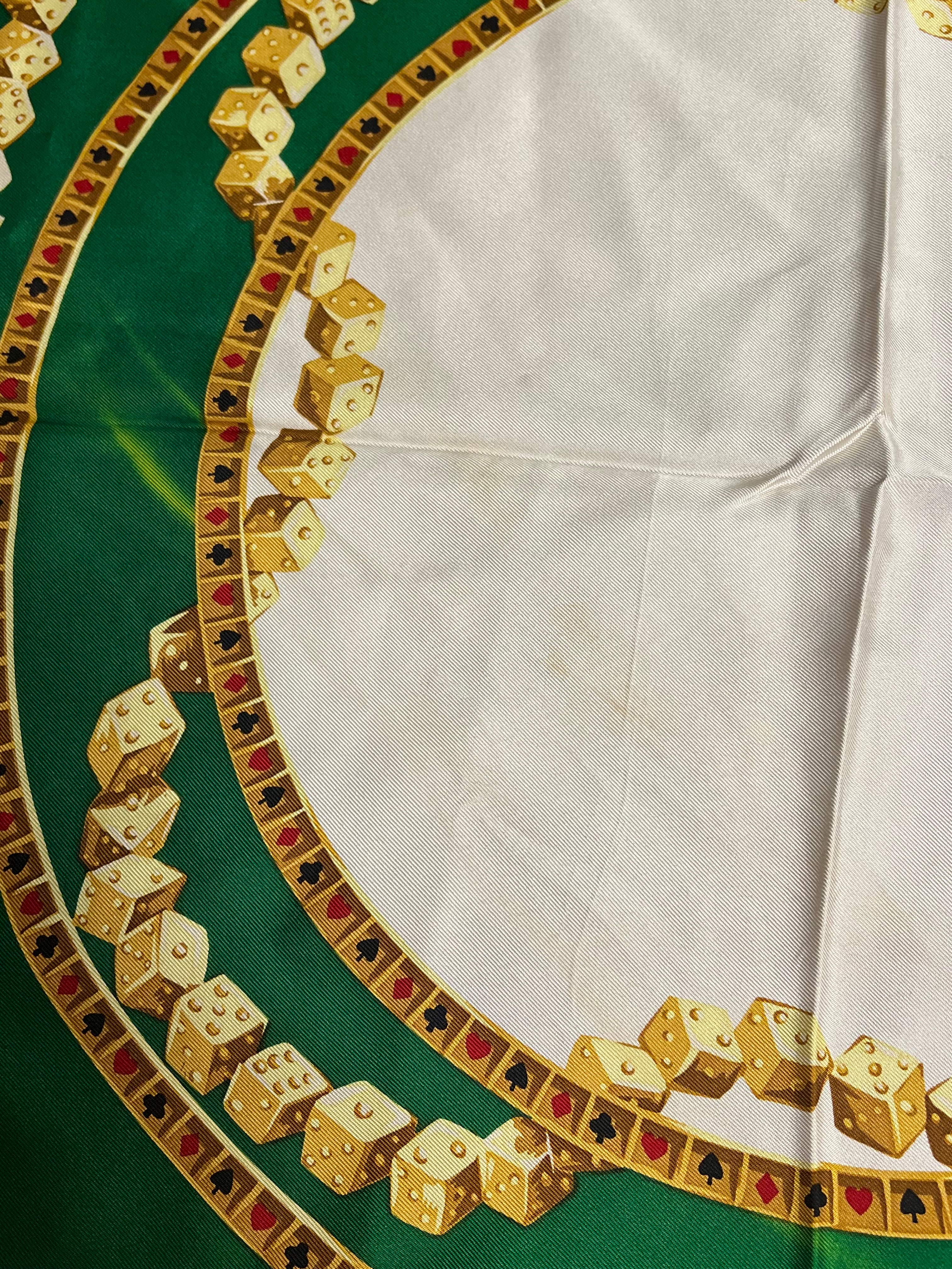 Christian Dior Green/Gold Poker Silk Scarf