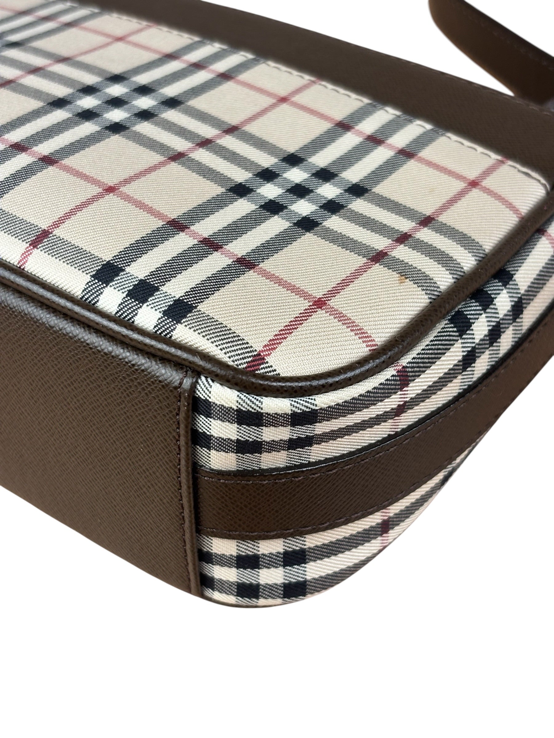 Burberry Vintage Leather Trim House Check Pochette