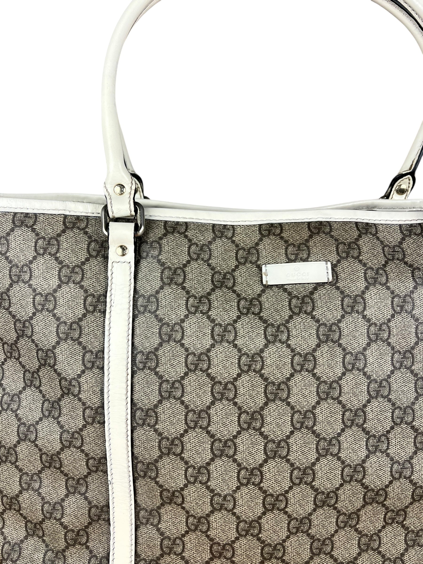 Gucci GG Joy Coated Canvas Tote Bag White/Beige