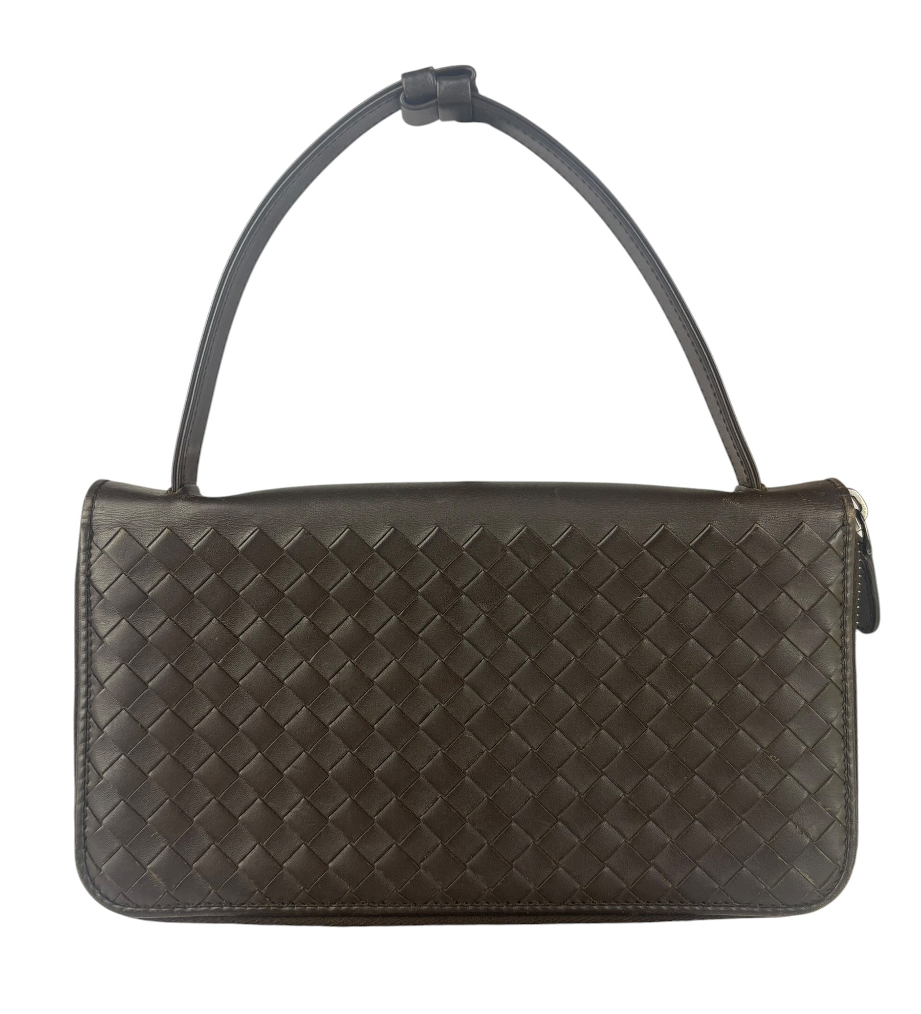 Bottega Veneta Brown Intrecciato Top Handle Wallet