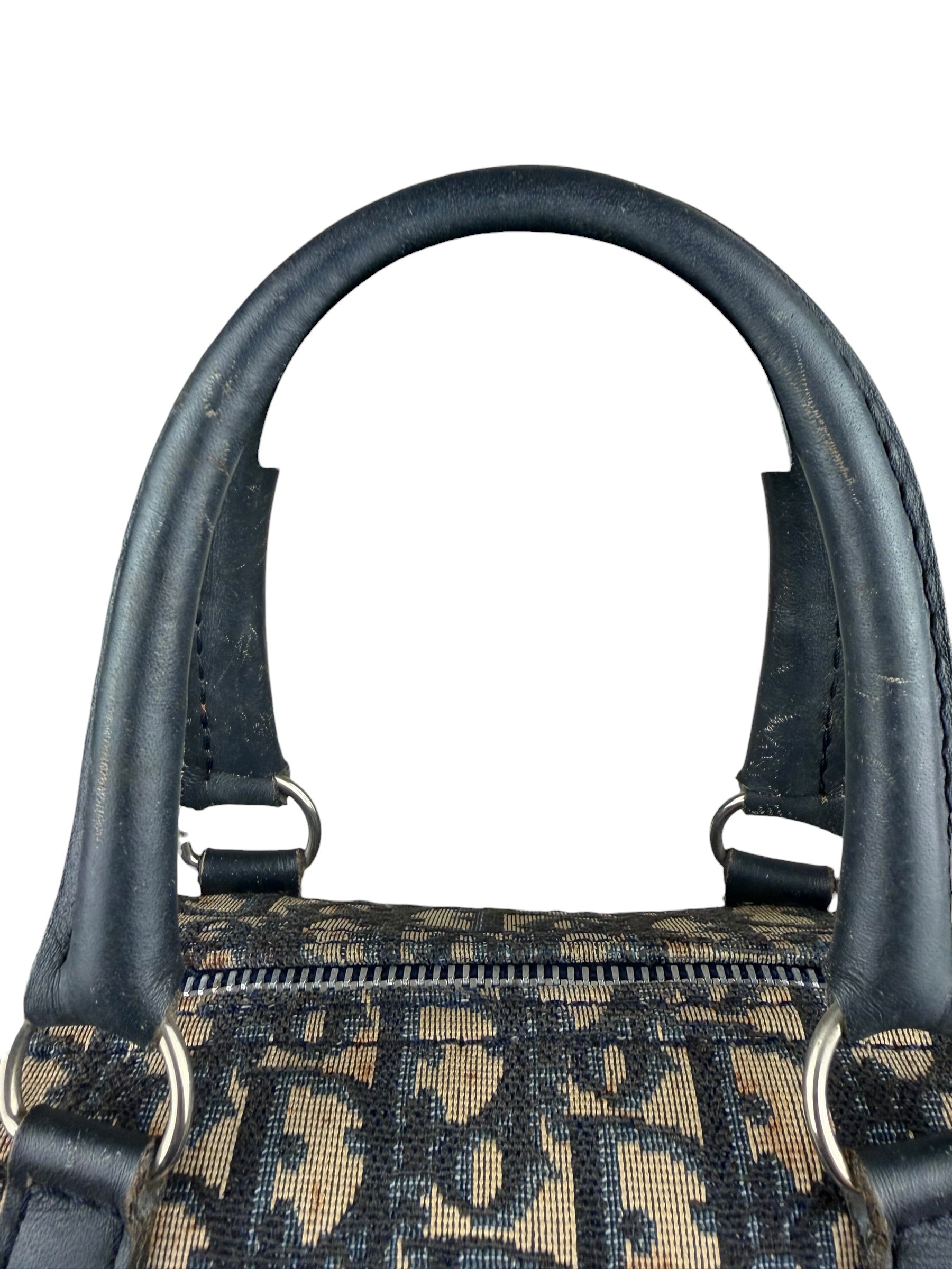 Christian Dior Vintage Canvas Monogram Trotter Oblique Boston Hand Bag