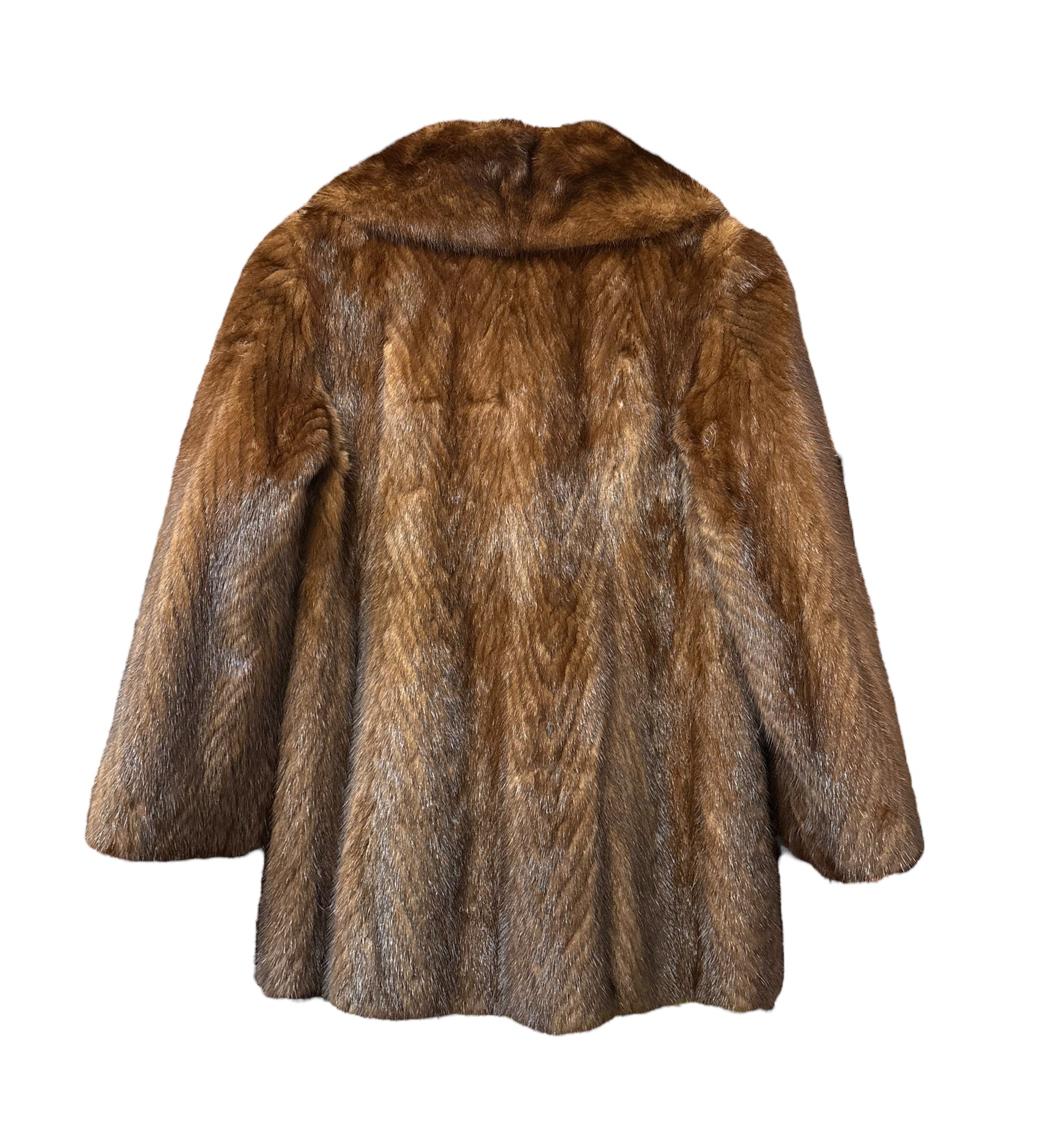 Mi Furelle Brown Chevron Mink Fur Coat
