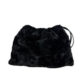 Fendi Black Faux Fur/Leather Trim Pouch