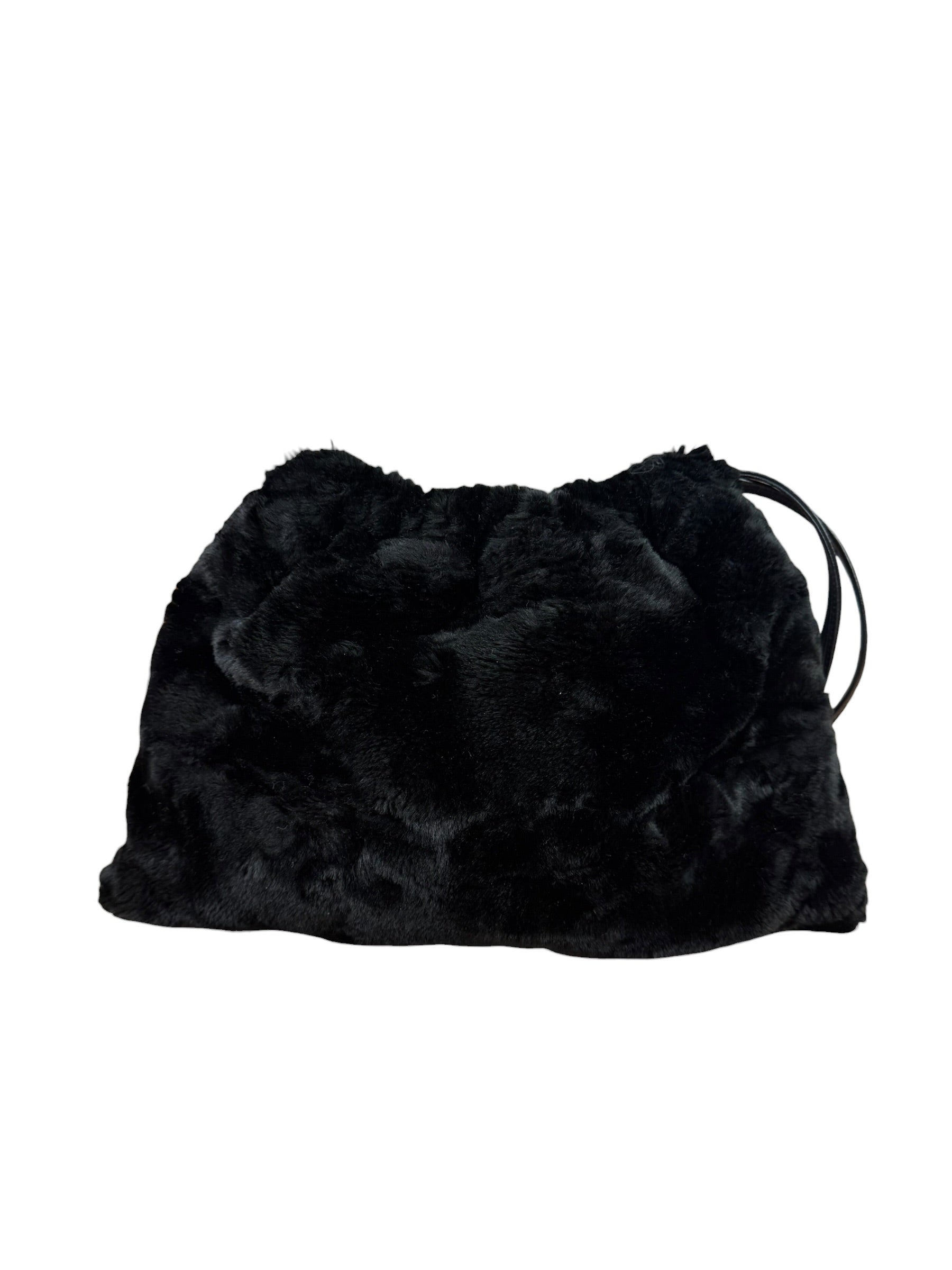 Fendi Black Faux Fur/Leather Trim Pouch