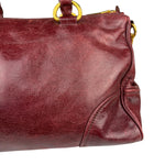 Miu Miu Amaranth Vitello Shine Leather Double Zip 2Way Handbag