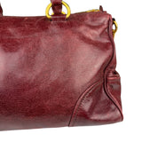Miu Miu Amaranth Vitello Shine Leather Double Zip 2Way Handbag
