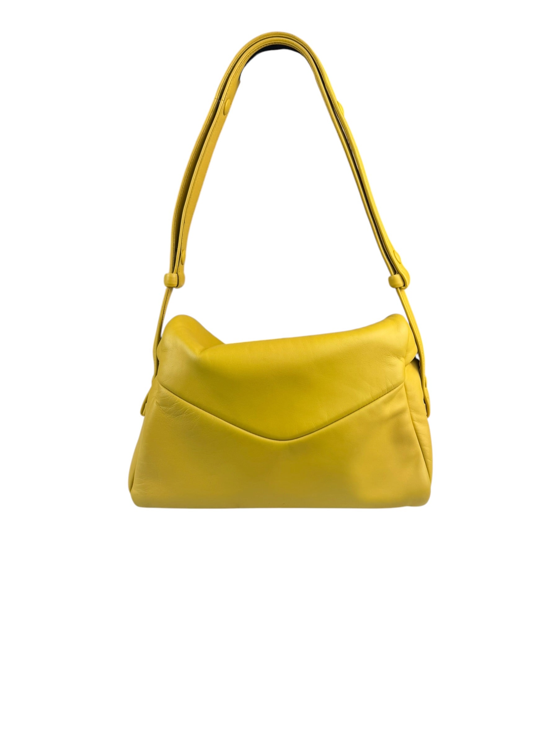Prada Yellow Leather Padded Nappa Signaux Shoulder Bag