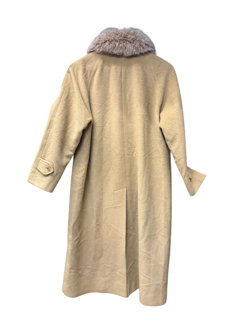 Vintage Burberry's Blue Fox Collar Wool/Camel Hair Trench Coat