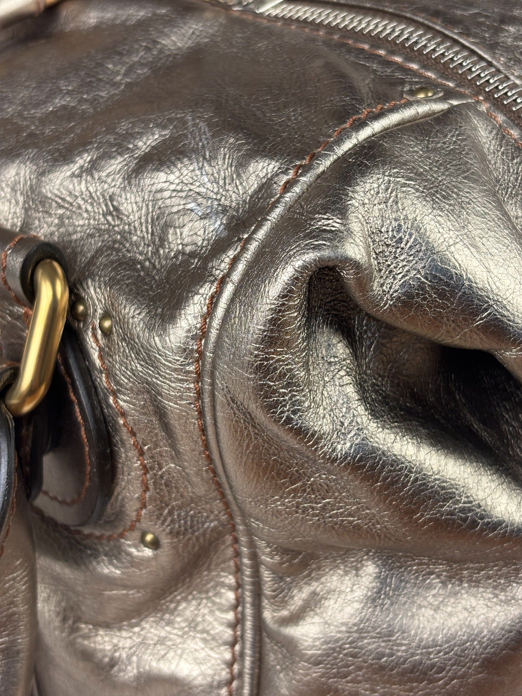 Chloe Metallic Gold Leather Paddington Handbag