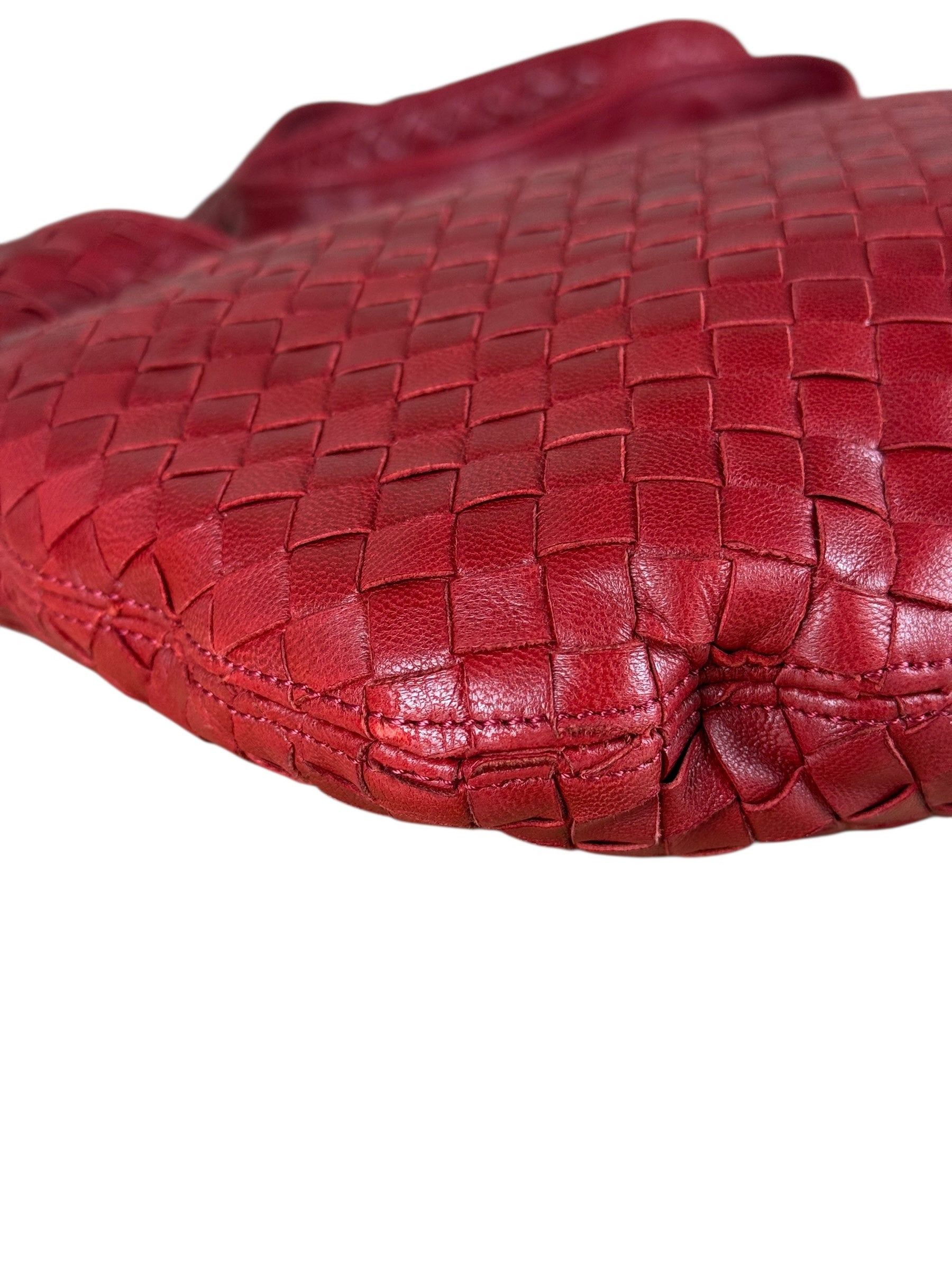 Bottega Veneta Vintage Red Intrecciato Hobo Bag