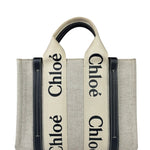 Chloe Beige Leather Trim Woody Tote Bag