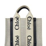Chloe Beige Leather Trim Woody Tote Bag
