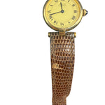 Cartier Must De Vendome Vermeil Cream Roman Dial Brown Lizard Strap