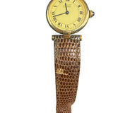Cartier Must De Vendome Vermeil Cream Roman Dial Brown Lizard Strap