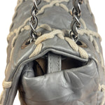 Chanel Grey Leather Ultra Stitch Classic Flap Shoulder Bag 1990