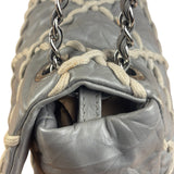 Chanel Grey Leather Ultra Stitch Classic Flap Shoulder Bag 1990