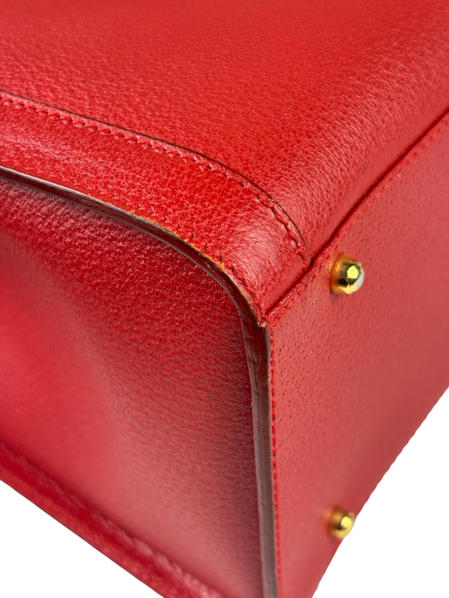 Gucci Red Leather Diana Bamboo Handle Tote