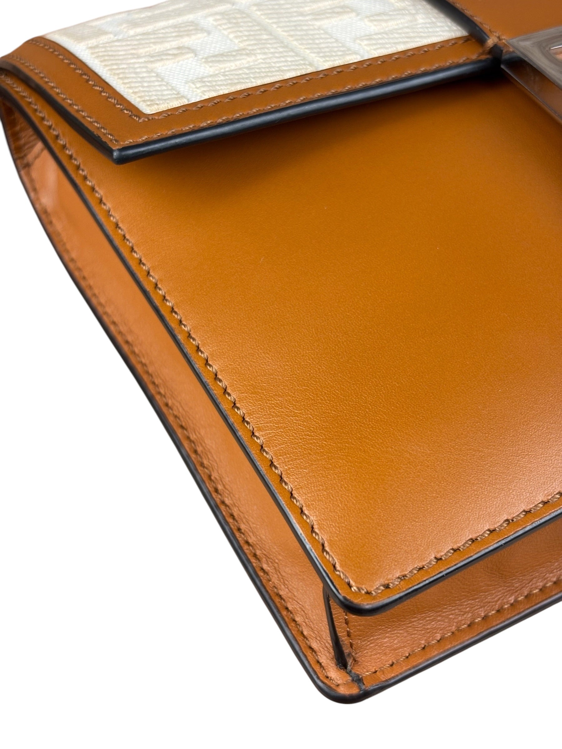 Fendi Brown/Cream Leather Jacquard FF Zucca Baguette
