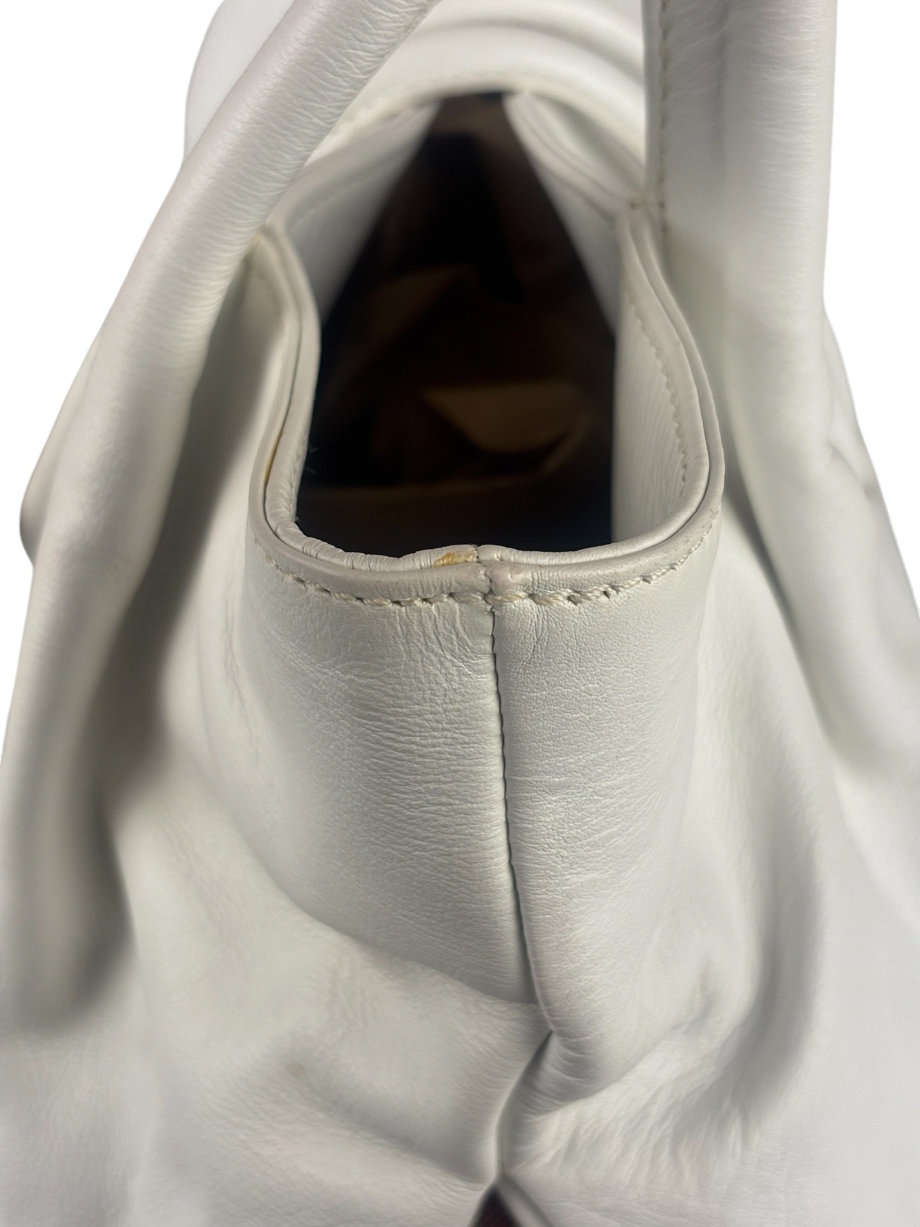 Burberry White Leather Bamboo Cinch Tote
