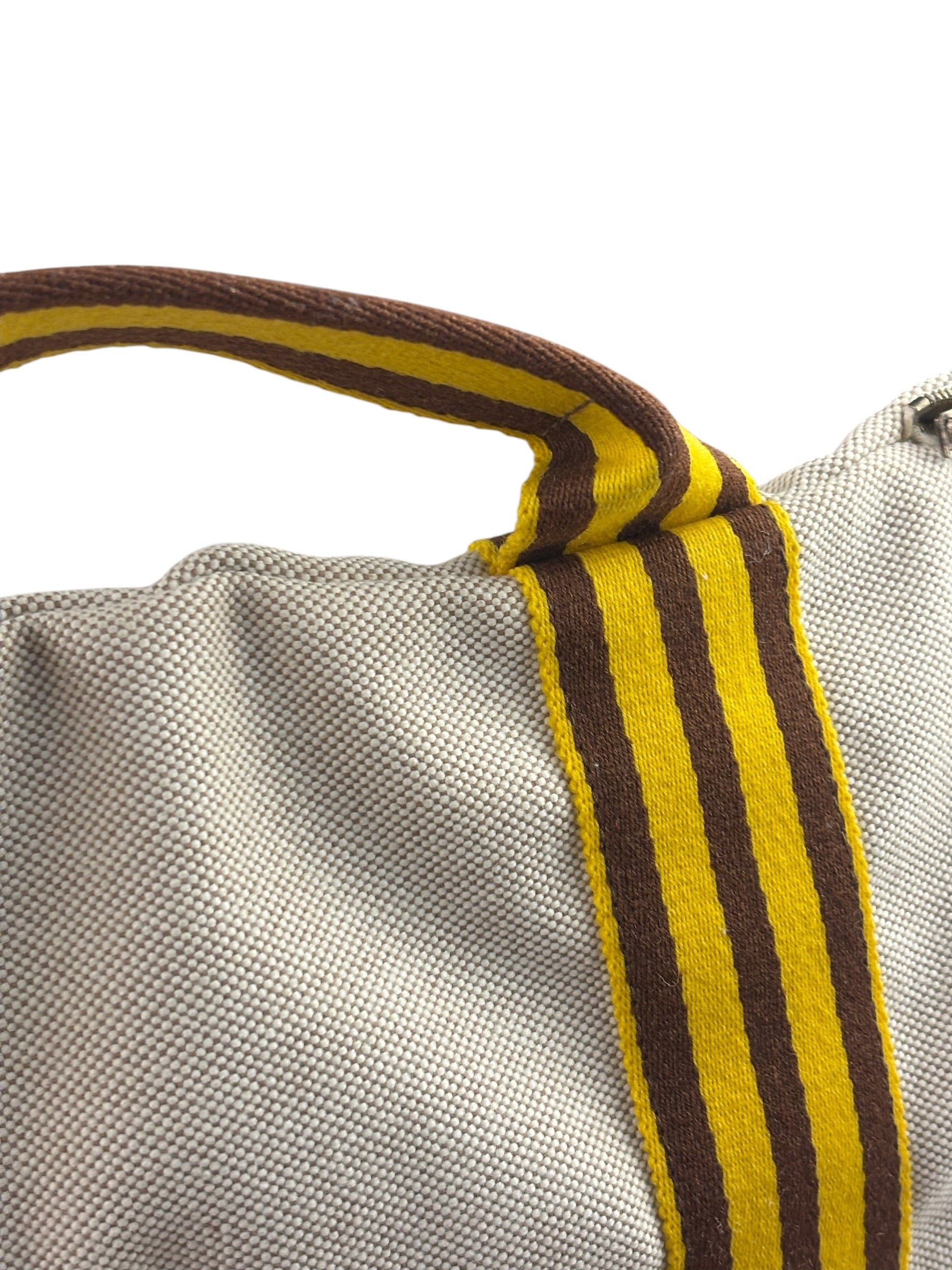 Hermes Beige Ècru Cotton Stripped Toile Fourre-Tout Briefcase