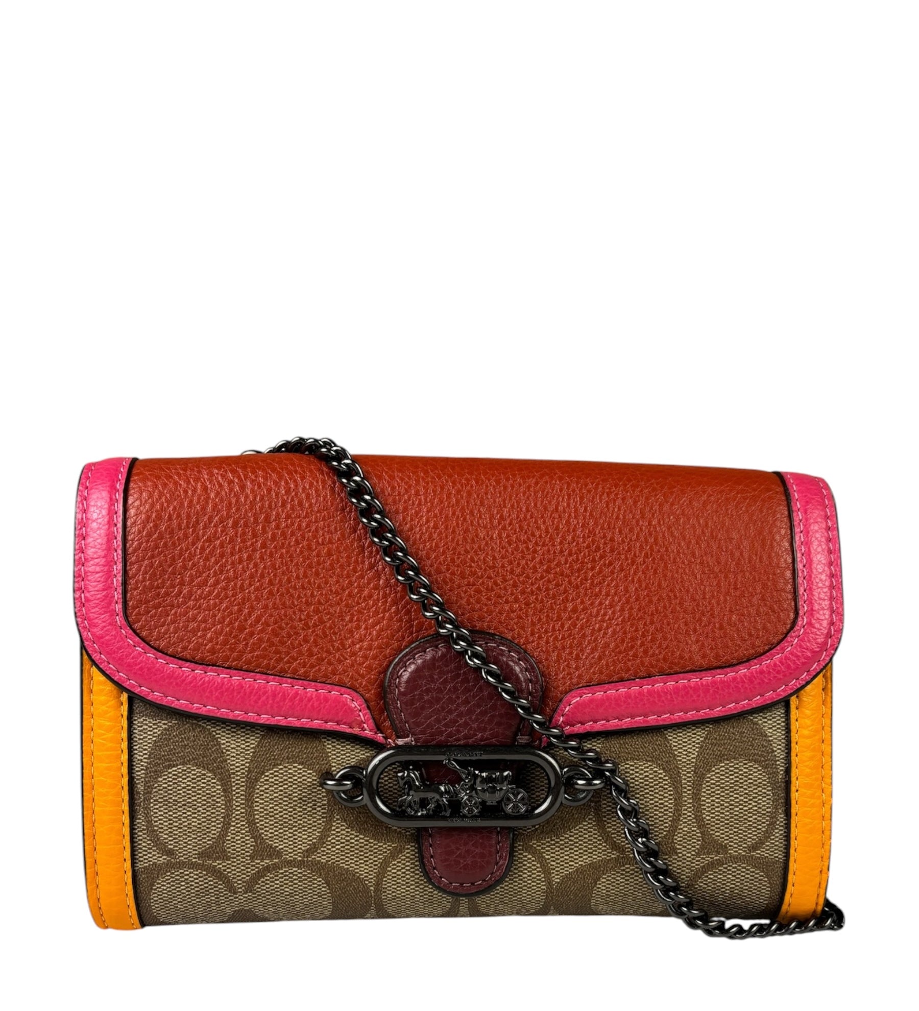 Coach Colorblock Leather Jade Wallet On Chain