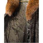 Vintage Brown Fox Fur Collar Persian Lamb Long Coat
