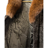 Vintage Brown Fox Fur Collar Persian Lamb Long Coat