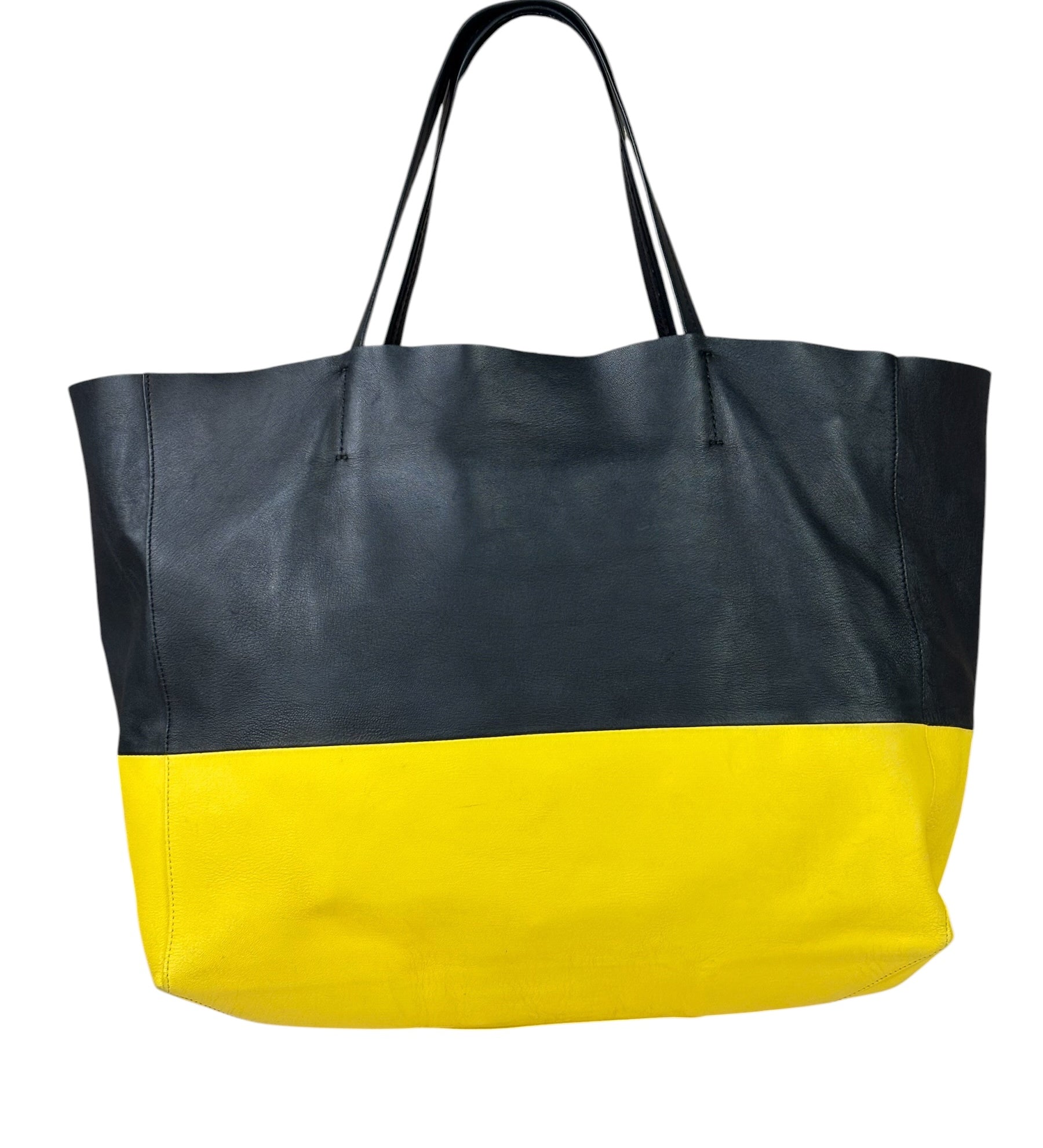 Celine Yellow/Black Leather Horizontal Cabas Tote