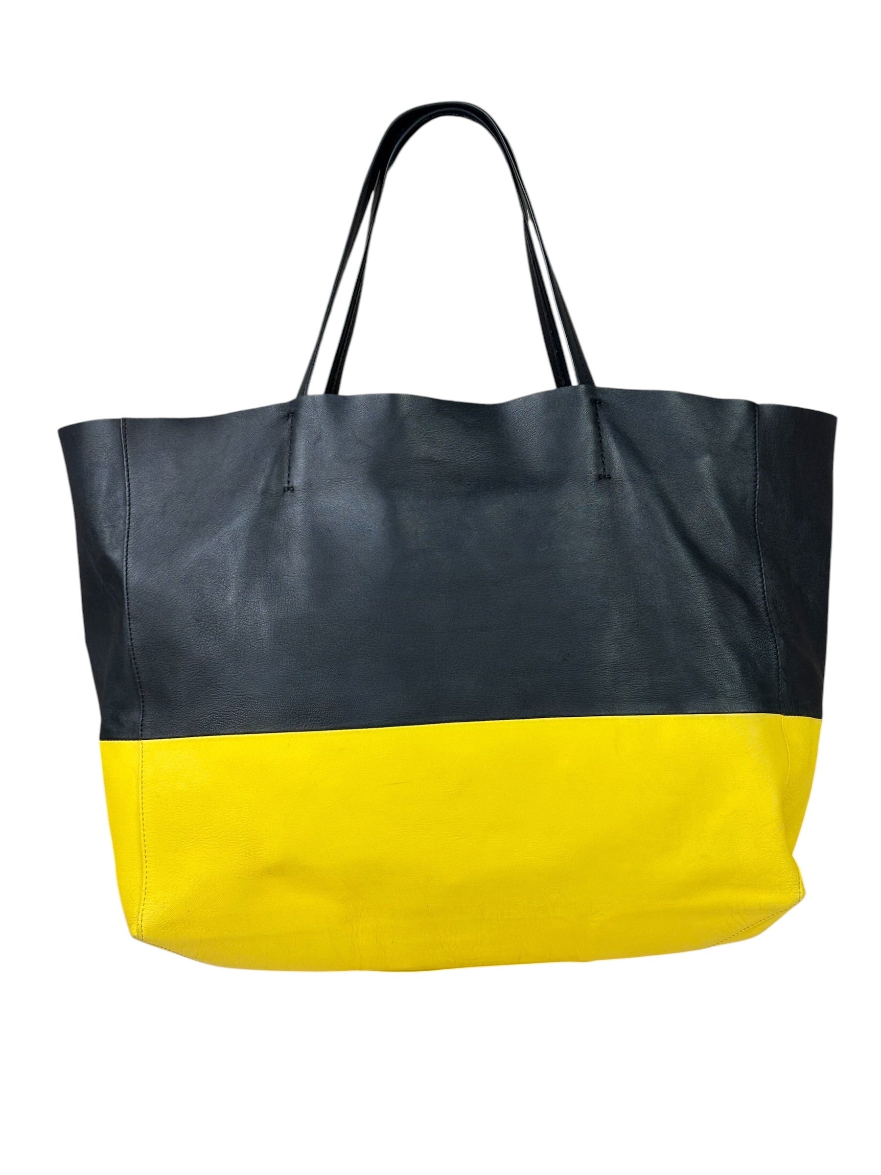 Celine Yellow/Black Leather Horizontal Cabas Tote