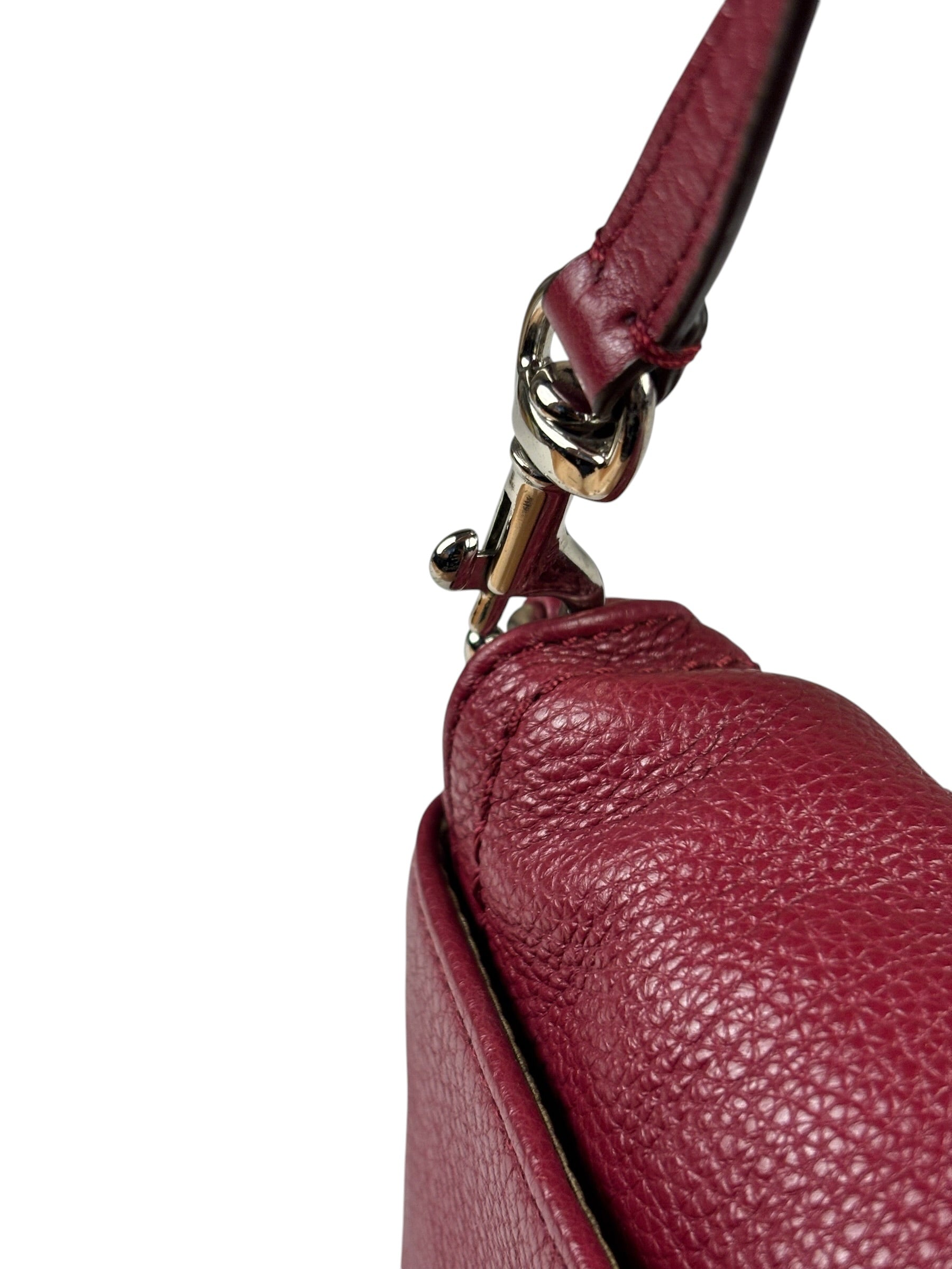 Coach Burgundy Pebbled Leather Flap Pochette