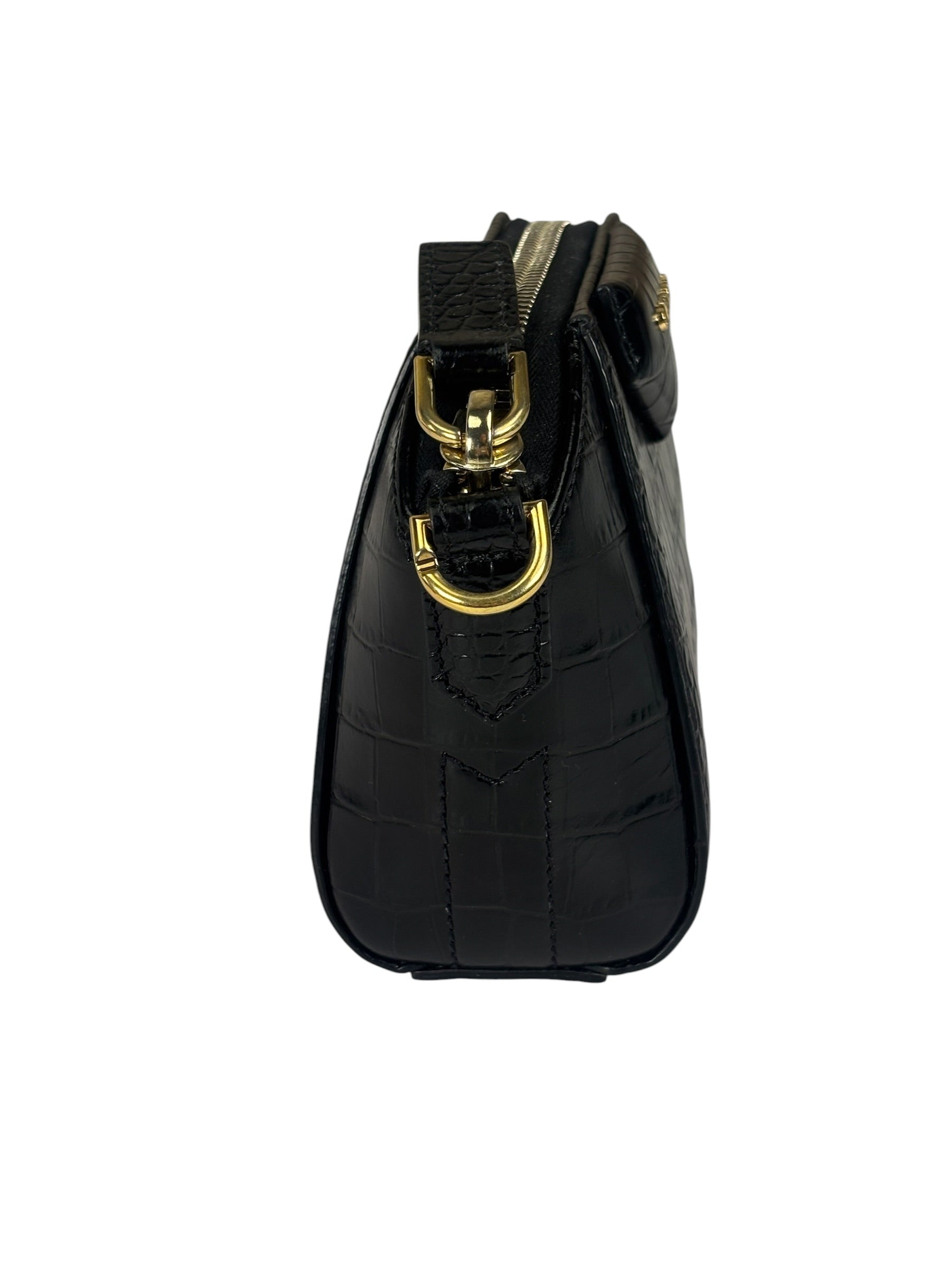 Givenchy Black Crocodile Embossed Leather Nano Antigona Crossbody Bag