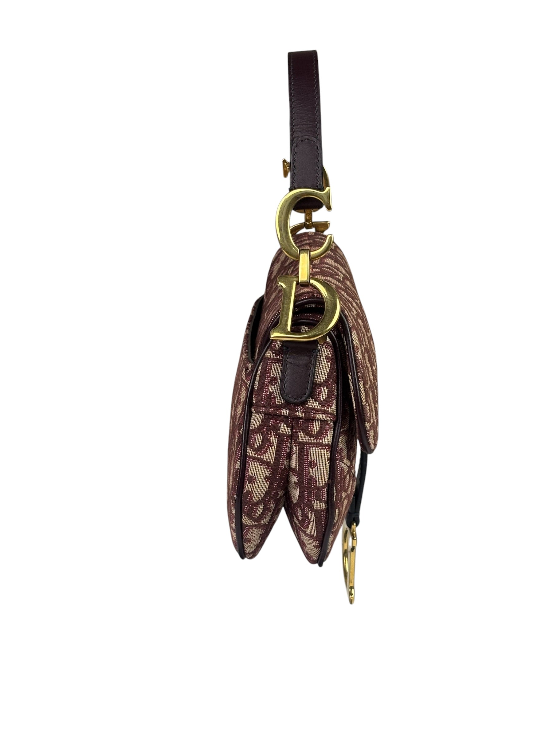 Christian Dior Burgundy Trotter Mini Saddle Bag
