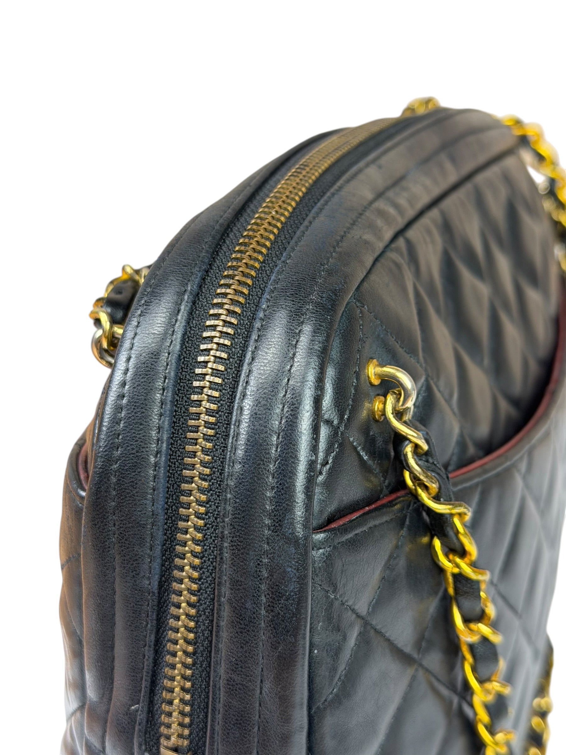 Chanel Black Quilted Lambskin Camera Bag 1989