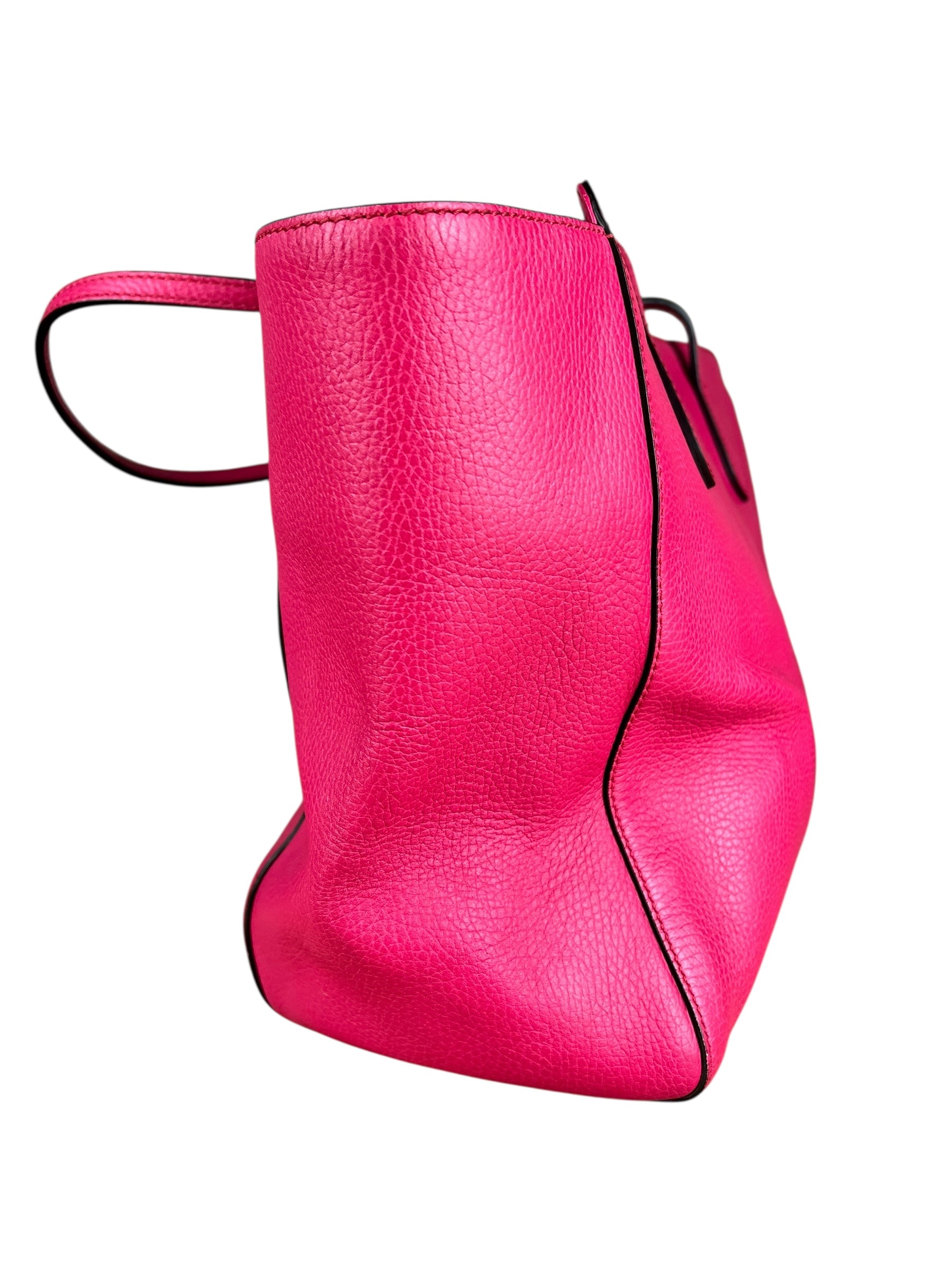Gucci Hot Pink Pebbled Leather Swing Tote