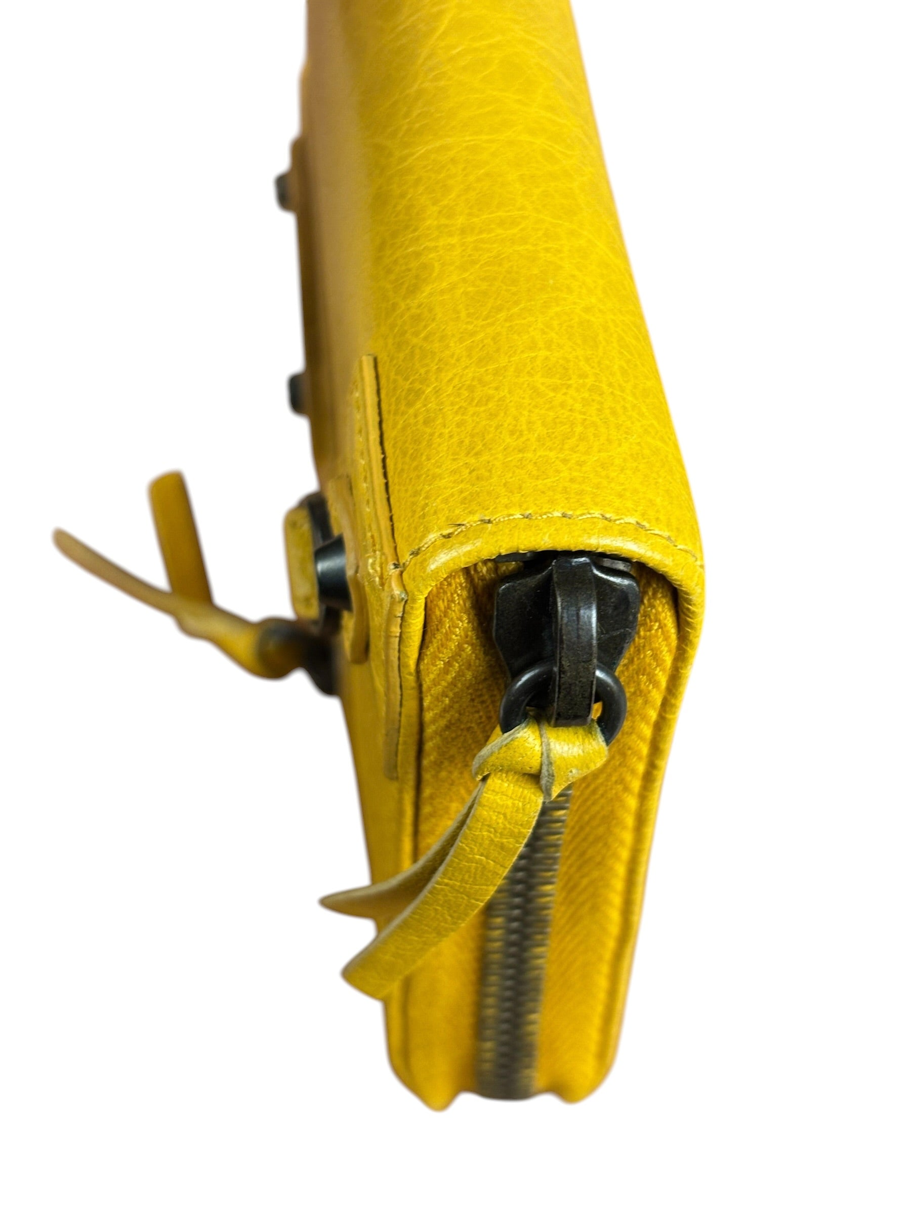 Balenciaga Yellow Leather Moto Zip Wallet