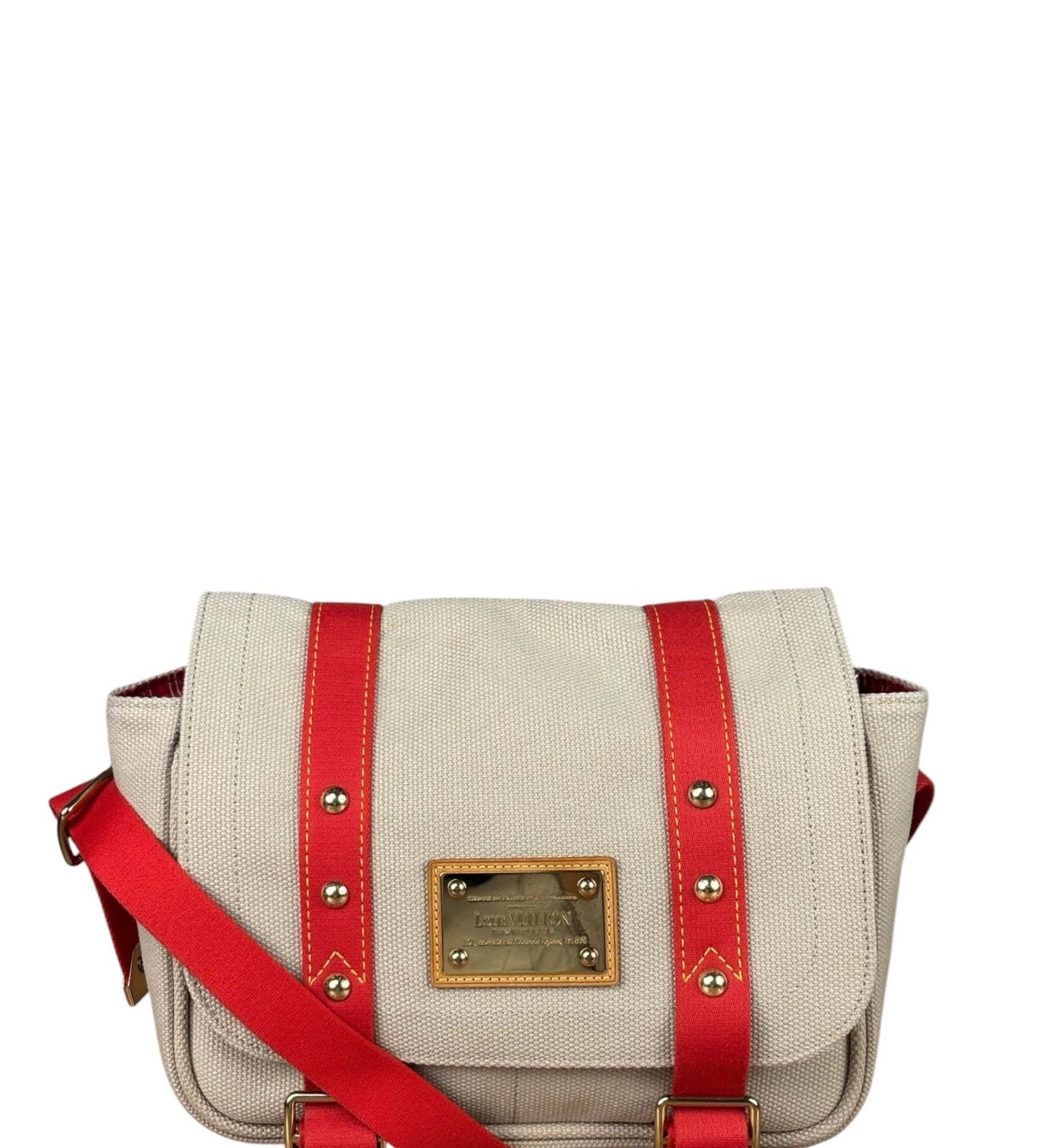 Louis Vuitton Tan/Red Canvas Antigua Besace Messenger Bag PM