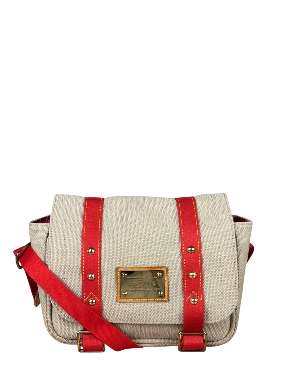 Louis Vuitton Tan/Red Canvas Antigua Besace Messenger Bag PM