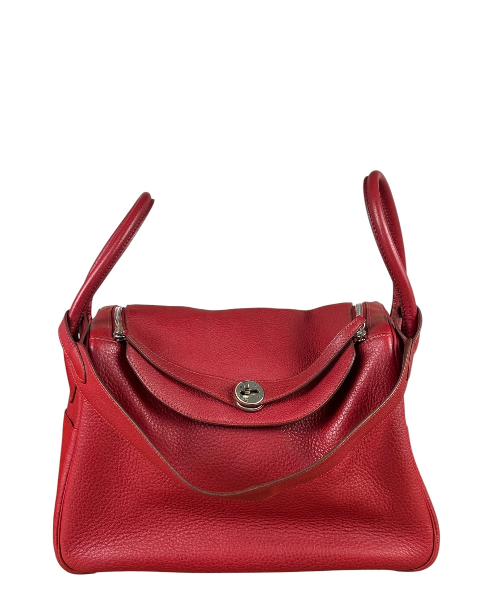 Hermes Rouge Clemence Leather Lindy 34