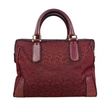 Celine Vintage Burgundy Macadam Print Mini Boston Handbag