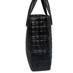 Chanel Vintage Black Leather Chocolate Bar Tote Bag 1992