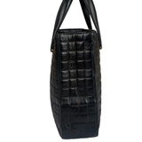 Chanel Vintage Black Leather Chocolate Bar Tote Bag 1992