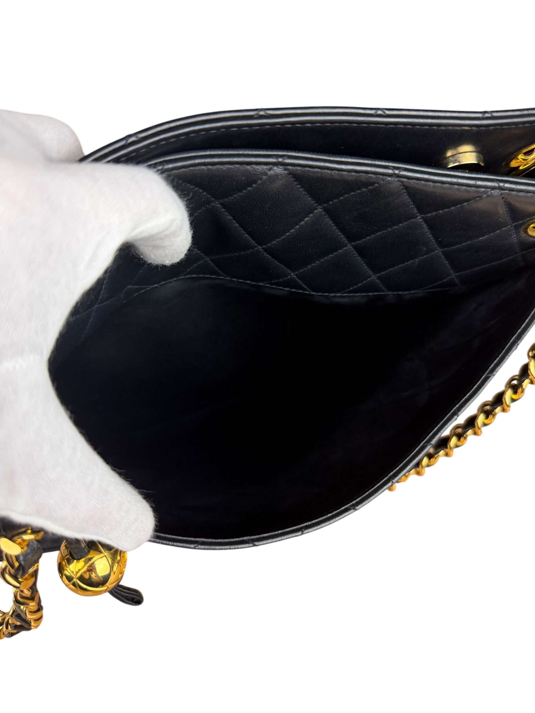 Chanel Black Lambskin Shopper Tote 90s