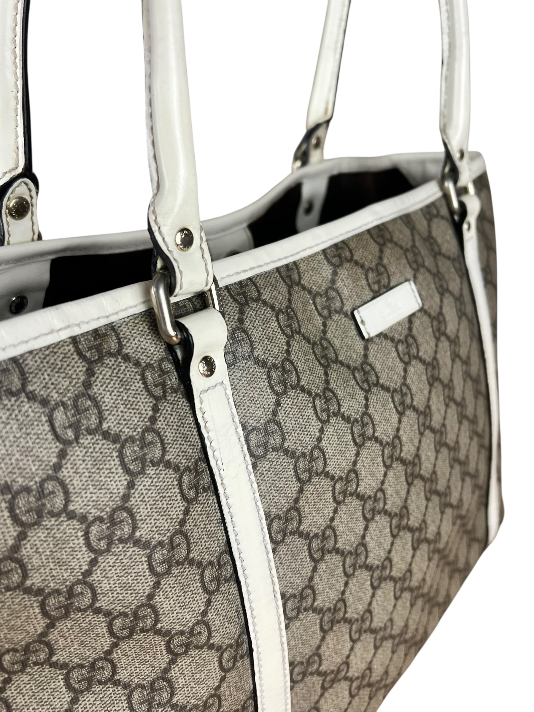 Gucci GG Joy Coated Canvas Tote Bag White/Beige