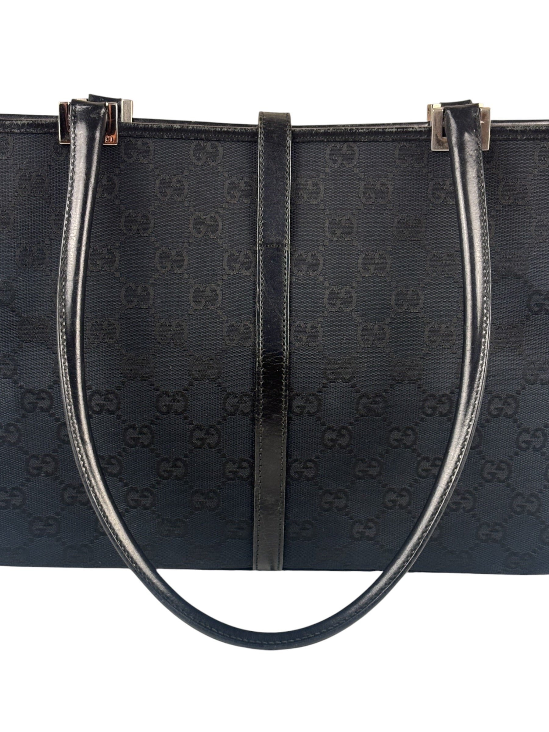 Gucci GG Black Canvas Vintage Jackie Tote Handbag
